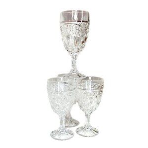 Vintage Set Of 4 Crystal d'Adriana LUNA 6 inch Water Goblets/Wine Glasses